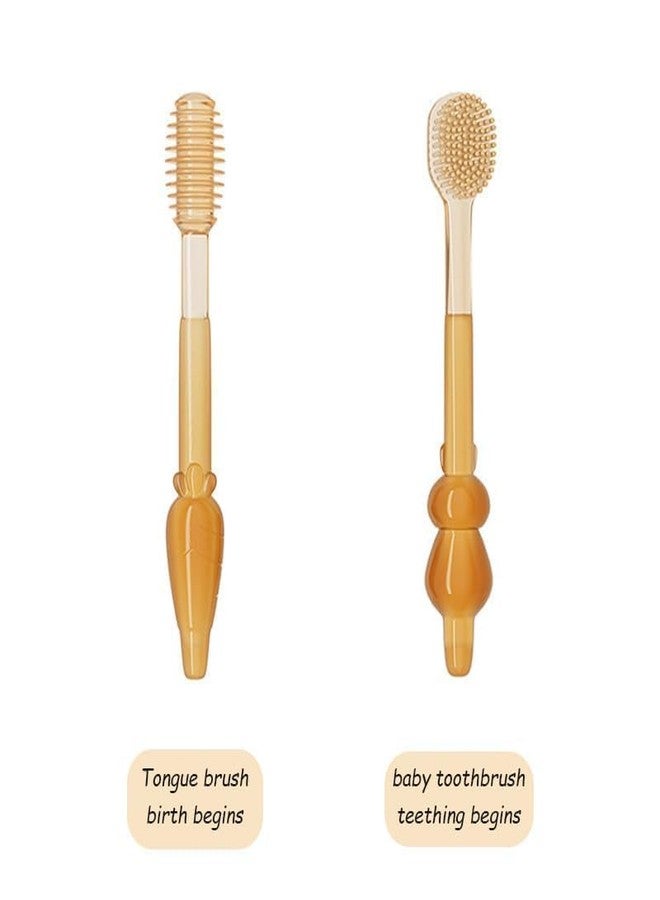 MFORALL Oral Cleaning Brush 2 In 1 Toothbrush Tongue Brush Bpa Free Soft Silicone Bristle Oral Care Toothbrush For Baby 6 Month To 24 Months (Pack of 1) - Image 5